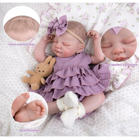 20" Body Reborn Baby Doll Realistic Floppy Newborn Girl Feeding Accessories - Picture 5 of 6